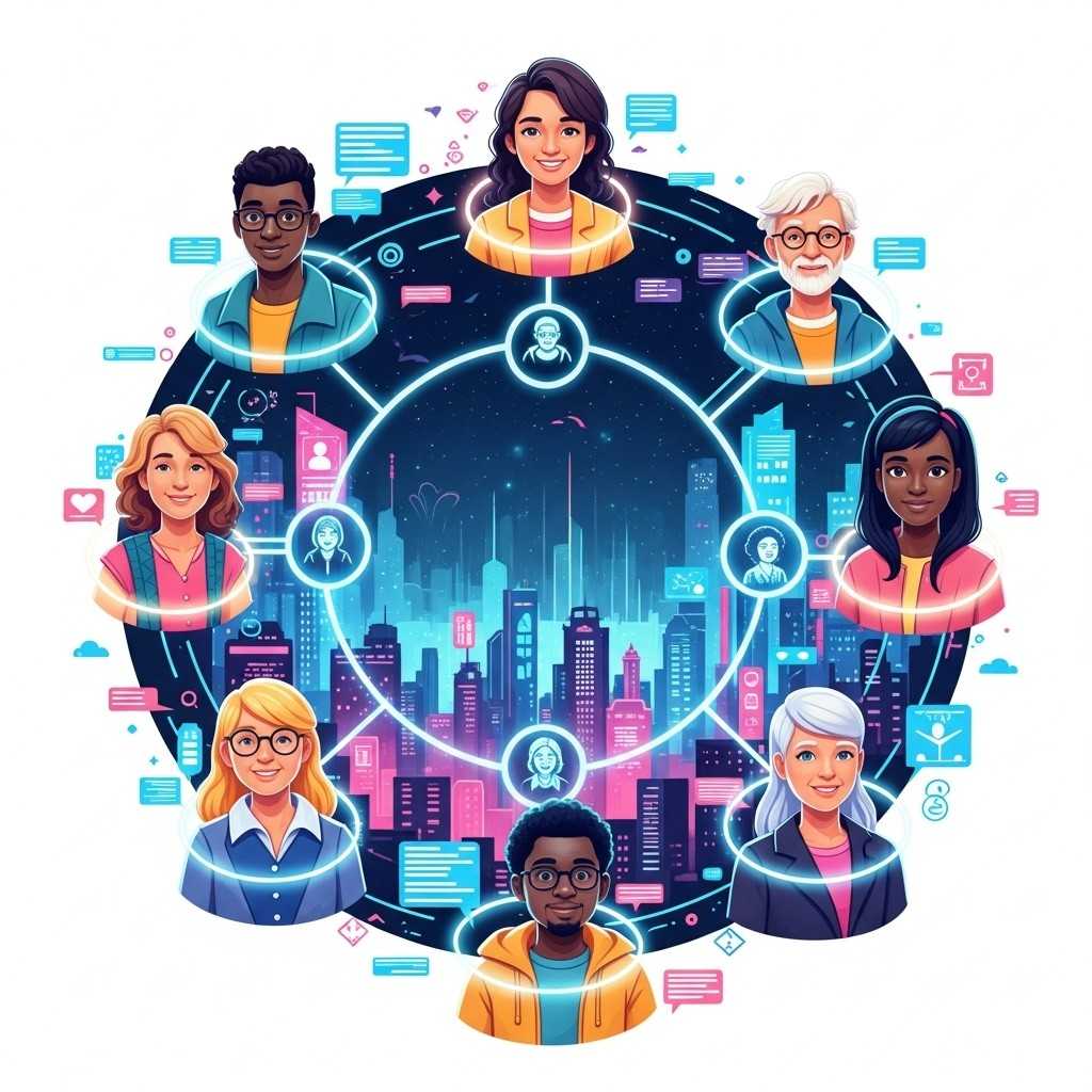 An image showing a network of connected people, representing community.